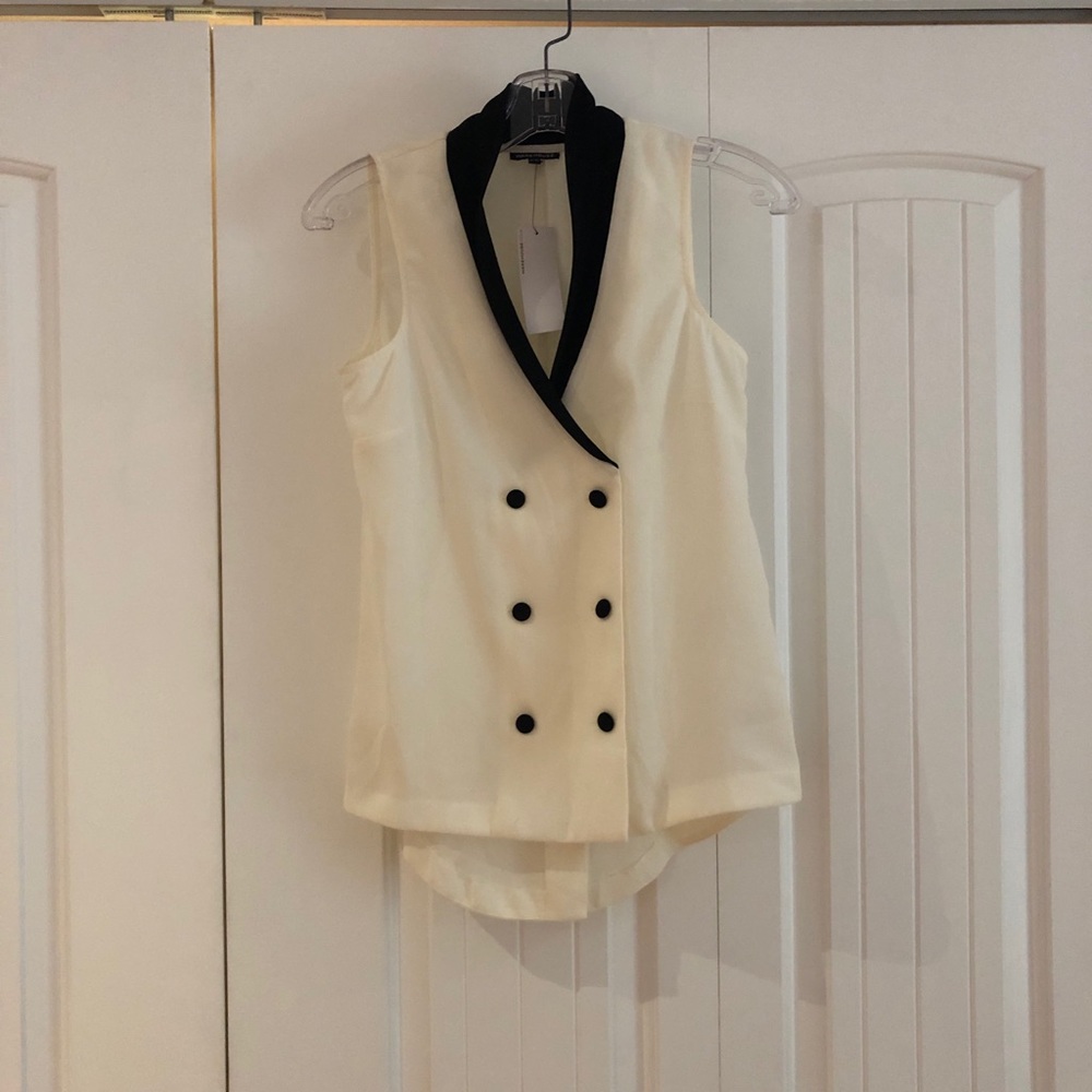 Warehouse Tuxedo Colour Block Blouse